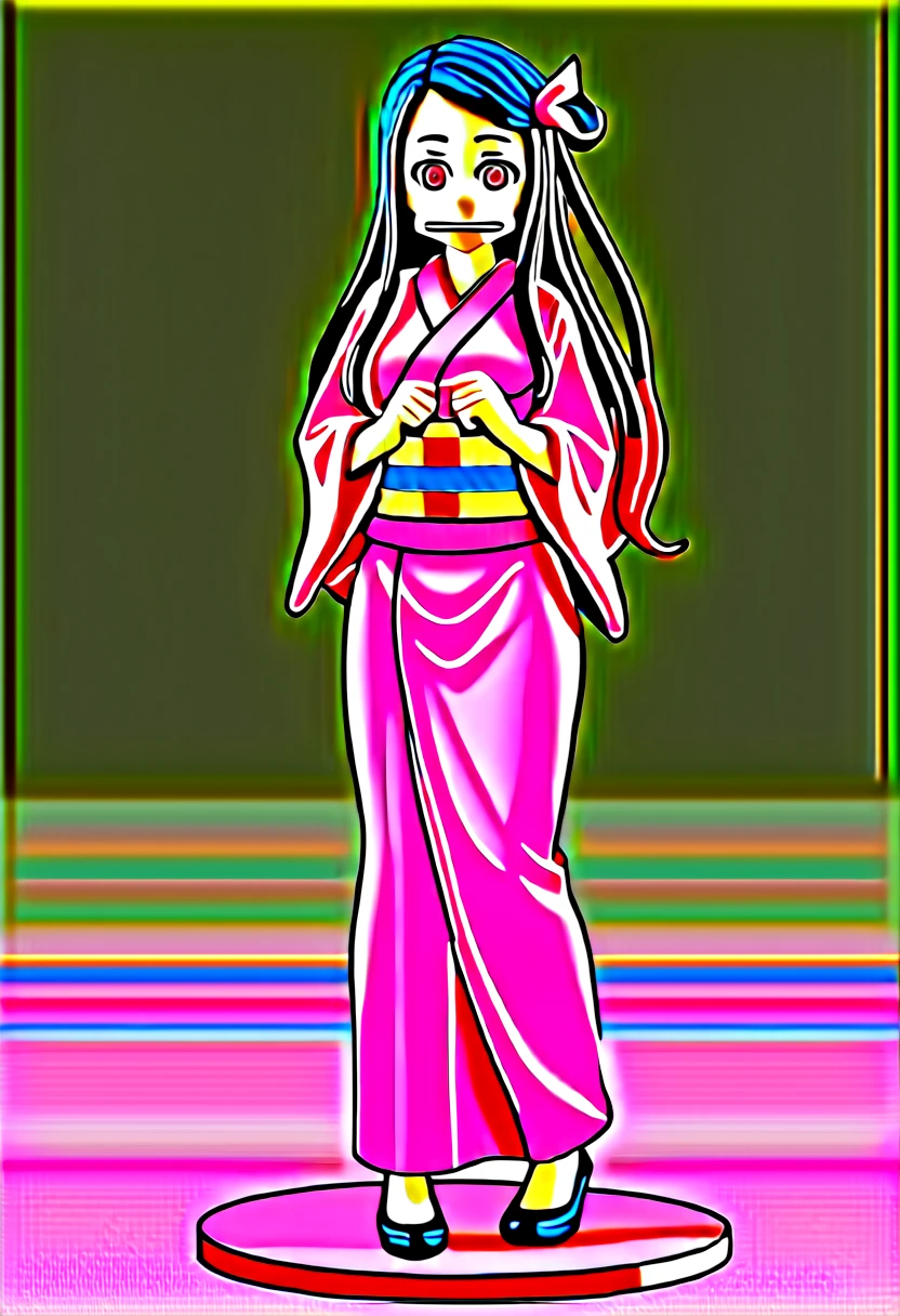 nezukokamado, nezuko kamado, bamboo, (bit gag:1.5), black hair, (forehead:1.5), gag, gagged, hair ribbon, long hair, multicolored hair, (pink eyes:1.5), orange hair, slit pupils, wavy hair, two-tone hair,
BREAK asa no ha (pattern), checkered sash, haori, japanese clothes, kimono, long sleeves, obi, pink kimono, sash, wariza, wide sleeves,
BREAK looking at viewer,
BREAK indoors,
BREAK (masterpiece:1.2), best quality, high resolution, unity 8k wallpaper, (illustration:0.8), (beautiful detailed eyes:1.6), extremely detailed face, perfect lighting, extremely detailed CG, (perfect hands, perfect anatomy),