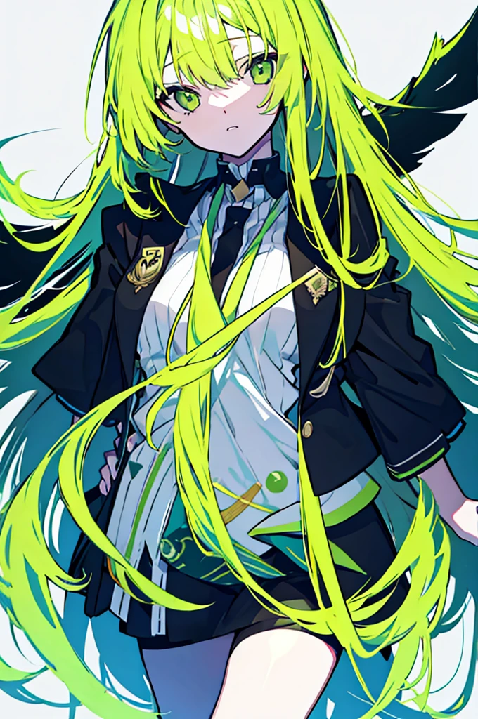 Green predominantly,female,Long hair