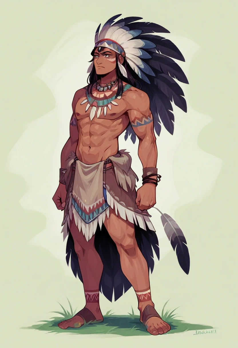 Full body, the beautiful woman wearing a Native American dress with feathers on her head, native american, Native American Warriors, Native American Warriors, American Indian headdress, Indian warrior, Head dress, Wearing a Native American choker, Native American Art, Indigenous, feather native american headgear, Central headdress, : Native American Shamen Fantasy, Native Rich Jewelry, Tribal clothing