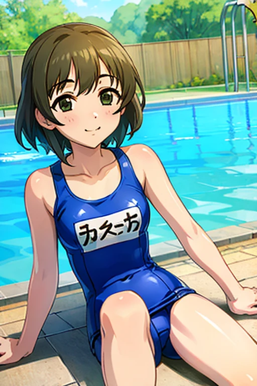 Highest quality, masterpiece, Hajime Fujiwara,8k wallpaper, School Swimsuit,Pool,gravure