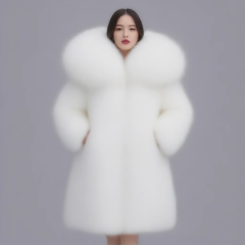 A very wide and very thick, very long white fox fur coat, fifty centimeters d'thickness, fluffy, naturel, with an ultra thick white and sand mink fur collar, Trois couches, about the best models from Venezuela, bare shoulders, and two big breasts revealed by the fur, under the sun , yacht deluxe, port of Monaco , en haute résolution de la plus high quality、,Photo 8K HDR), realistic texture, realistic shadows,