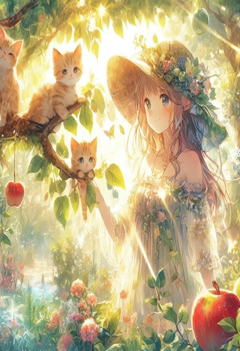 anime girl with cat and apple tree with sunbeams, anime art wallpaper 4k, anime art wallpaper 4 k, very beautiful anime cat girl, anime art wallpaper 8 k, cute detailed digital art, beautiful art uhd 4 k, cute digital art, beautiful anime catgirl, anime style 4 k, very beautiful cute catgirl, beautiful fantasy anime, 4k anime wallpaper