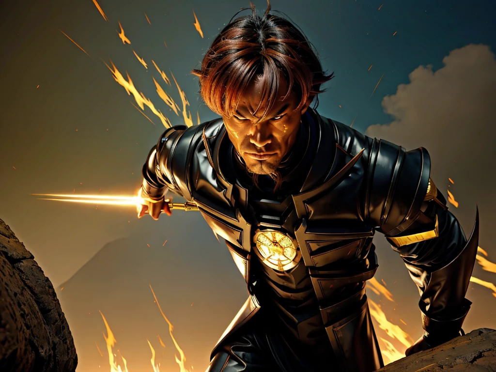 Name: Kai
Age: Around 25 years old
Appearance:
Kai stands tall and lean, with a confident posture that reflects his mastery over elemental magic. His eyes are a striking shade of amber, often glinting with the flickering flames of his fire magic. His hair is a tousled mix of fiery red and gold, reminiscent of a blazing sunset, often tied back in a practical ponytail to keep it out of his face during battles. He carries himself with a calm demeanor, though his expressions can shift swiftly from thoughtful contemplation to fierce determination when faced with challenges.
Personality:
Kai is known for his composed and analytical nature, approaching challenges with a strategic mindset that complements his formidable magical abilities. He values wisdom and knowledge, often delving into ancient texts and lore to uncover hidden truths about the elements and their connection to the world. Despite his serious demeanor, Kai possesses a dry sense of humor that emerges in moments of camaraderie with his allies.Driven by a deep sense of responsibility and honor, Kai is fiercely protective of those he cares about, willing to risk everything to ensure their safety. His loyalty to the cause of restoring balance to the realms is unwavering, even as he grapples with doubts and uncertainties about the true extent of his destiny.
Abilities:
Elemental Mastery:
Staff of Tempestus:
Arcane Knowledge:
Role in the Story:
As a pivotal ally to Ryker and Lyria, Kai brings not only his formidable magical prowess but also his strategic acumen and knowledge of the Elemental Wastes. He serves as a mentor figure to Ryker, guiding him in mastering his own latent abilities and understanding the interconnectedness of the realms. Together with his companions, Kai navigates treacherous landscapes, faces formidable adversaries, and ultimately plays a crucial role in the climactic battles that will determine the fate of the shattered realms.
