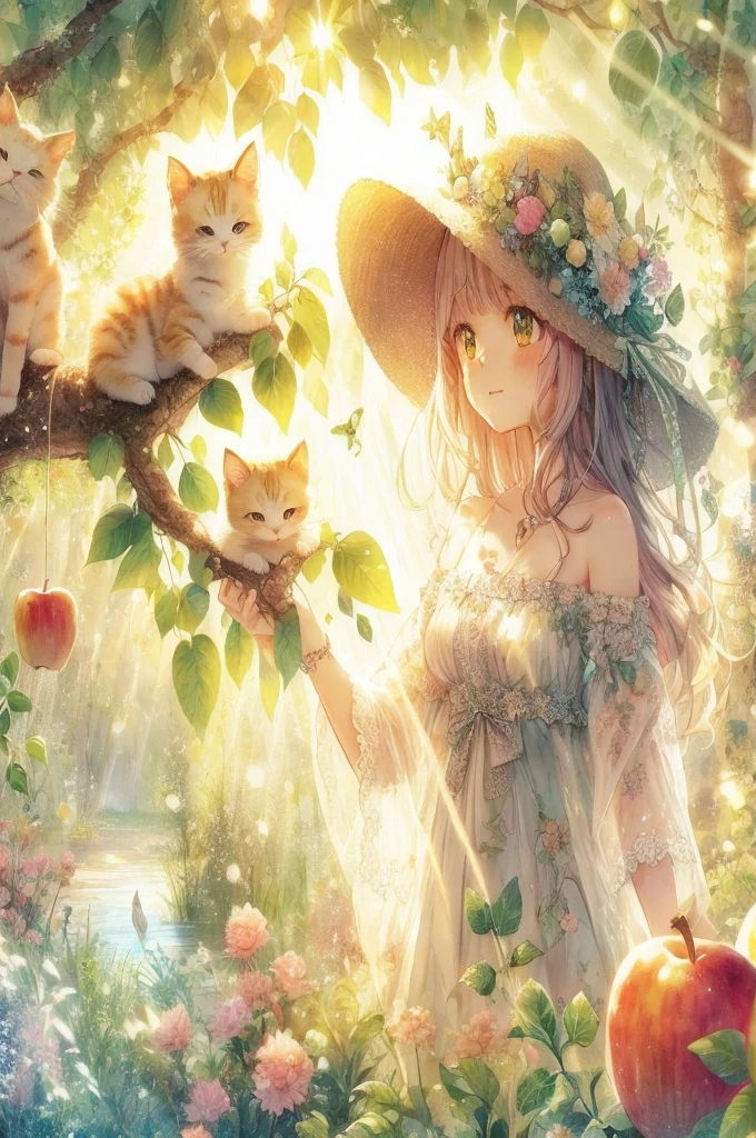 anime girl with cat and apple tree with sunbeams, anime art wallpaper 4k, anime art wallpaper 4 k, very beautiful anime cat girl, anime art wallpaper 8 k, cute detailed digital art, beautiful art uhd 4 k, cute digital art, beautiful anime catgirl, anime style 4 k, very beautiful cute catgirl, beautiful fantasy anime, 4k anime wallpaper
