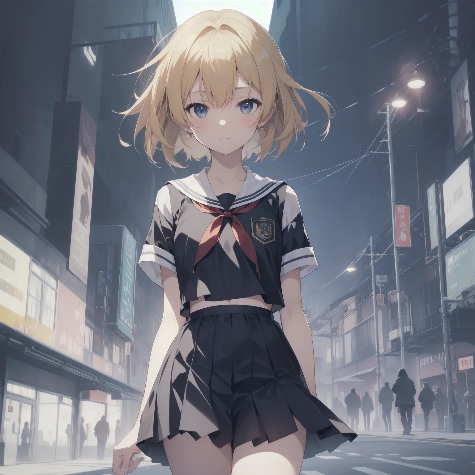 ultra-absurdres-Top quality by artist God, ultra-detailed, high resolution, anime moe artstyle, best anime 8k konachan wallpaper, pixiv contest winner, pool:2810, perfect anatomy,break, 1girl, (Please draw a girl walking sleepily to school alone. )break,(Solo,little female, 13-year-old:1.3),Full limbs, complete fingers,a junior high school student, (very short hair), short cut, flat chest, , small butt, small black eyes, beautiful detailed eyes, well-proportioned iris and pupils, expressive eyes, highres detailed hair, soft expression, salor school_uniform, sailor collar, serahuku, bow, pleated skirt,(Detailed Lighting), (Detailed background), in the School commute route. break,super detailed skin, Best cinematic lighting powered by famous artist, 8k,beauty illustration,photoshop_(medium),very aesthetic,break,((artist:beni_shake )), artist:clamp ,artist:carnelian ,artist:kantoku ,