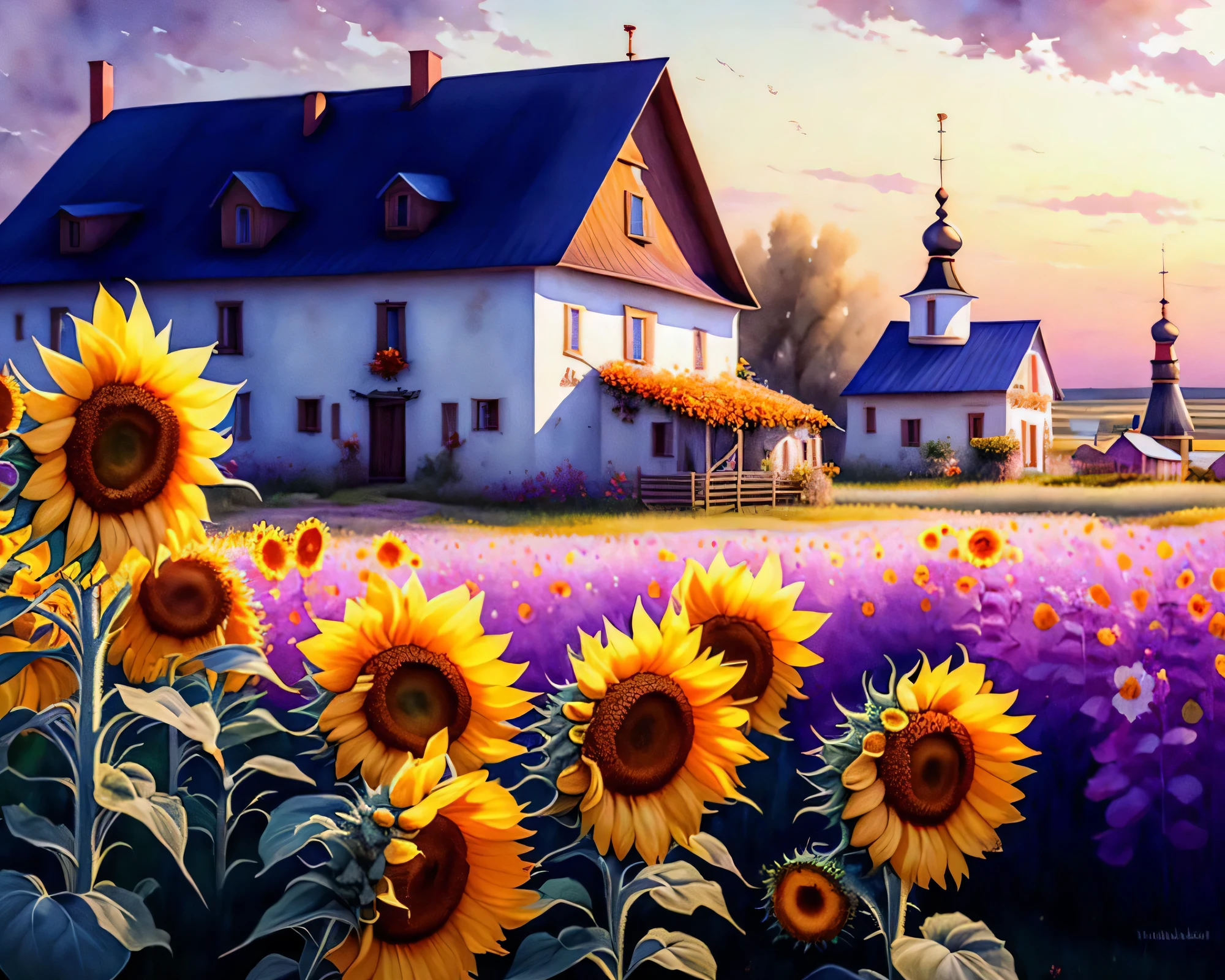 Painting of a street with flowers and a boat in the water, Landscape Art Detail, Summer street near the beach, Landscape Artwork, mediterranean vista, 在mediterranean vista中, mediterranean island scenery, Beautiful city view, Flowers everywhere, The colors are brilliant and rich, Colorful landscape paintings, Beautiful painting, mediterranean vista, Vibrant gouache landscape, Beautiful scenery, Outdoor tropical city view