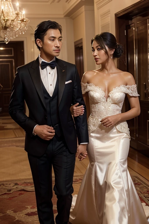 ((Lace Wedding Dress))、(The eyes are blue)、(((Open Standing))),Open Stance、Standing pose with legs wide apart、