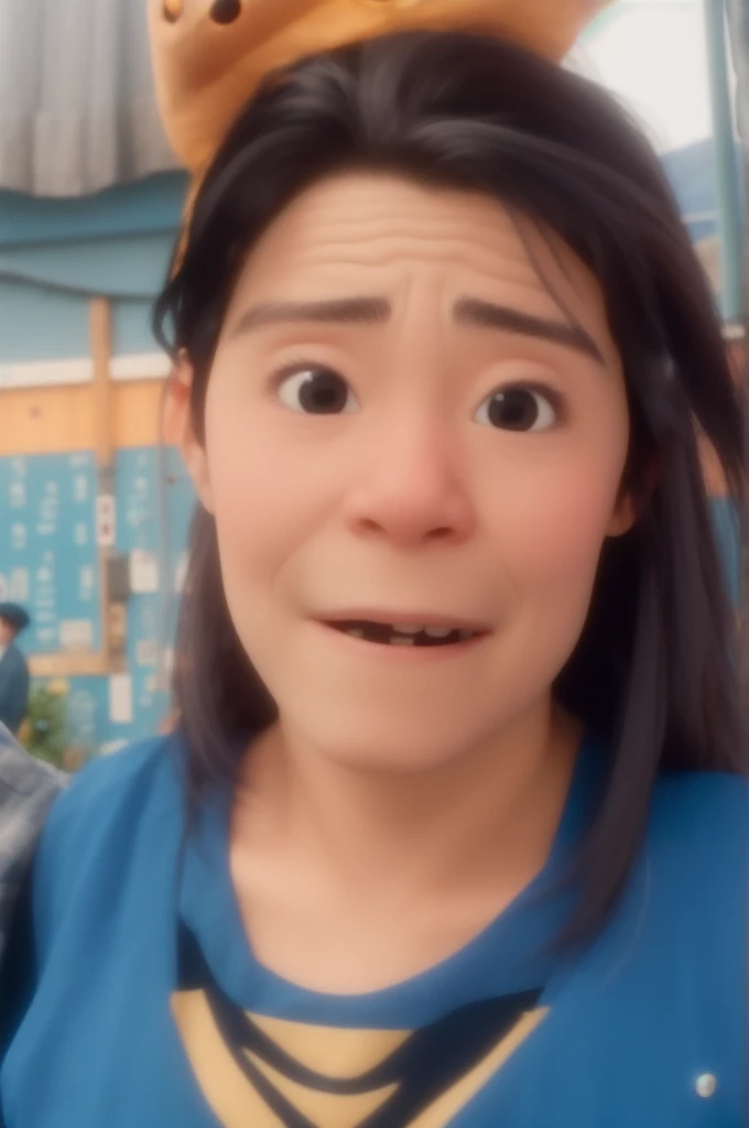Grinning,
very small black eyes, slightly slanted,
Grinning, 8k, no pissing style