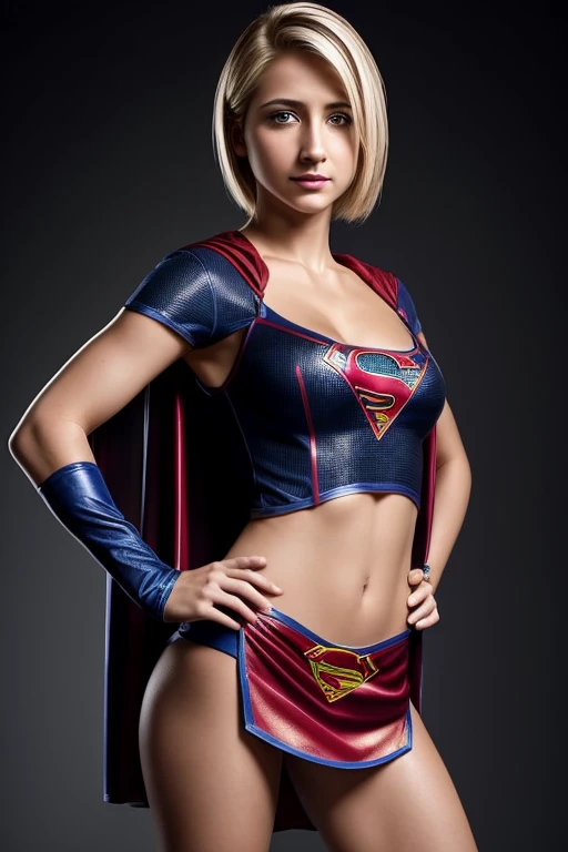 (((COMIC STYLE, CARTOON ART))). ((1 girl)), lonly, solo, A comic-style image of Supergirl a Hot hero Girl, with her as the central figure. She wears a traditional Supergirl blue and red outfit, red little skirt, (((Milly Alcock face))) . ((Hot slim body)). (((Cinematic cosmic space background))) . She has a strong and courageous expression, as if she is ready to fight evil.
INFO