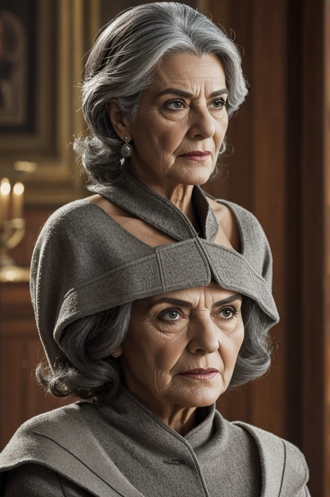 Draw the one from the movie "my favorite villain" but make her a gray-haired old Spanish woman