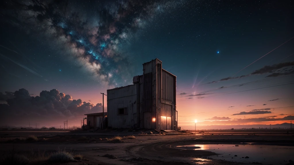 paisaje, wasteland, night sky, atmospheric, 8K DETAILS, anomaly in the sky, portal