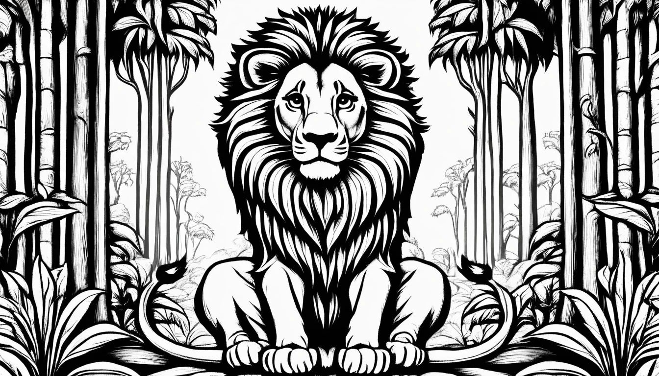 A cute lion, cartoon,
,Coloring Book, ColoringBookAF,
 
