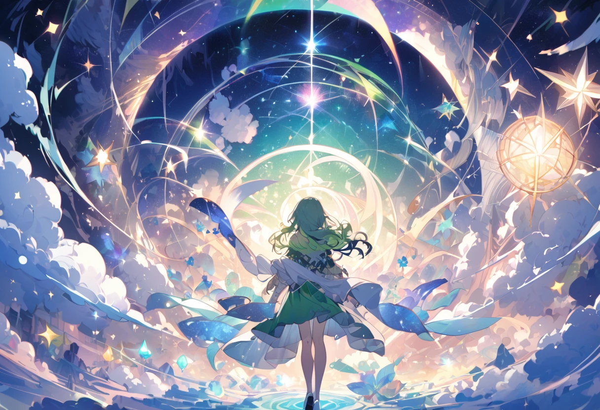 Dream world,Connecting with the universe,One girl,green,mystery