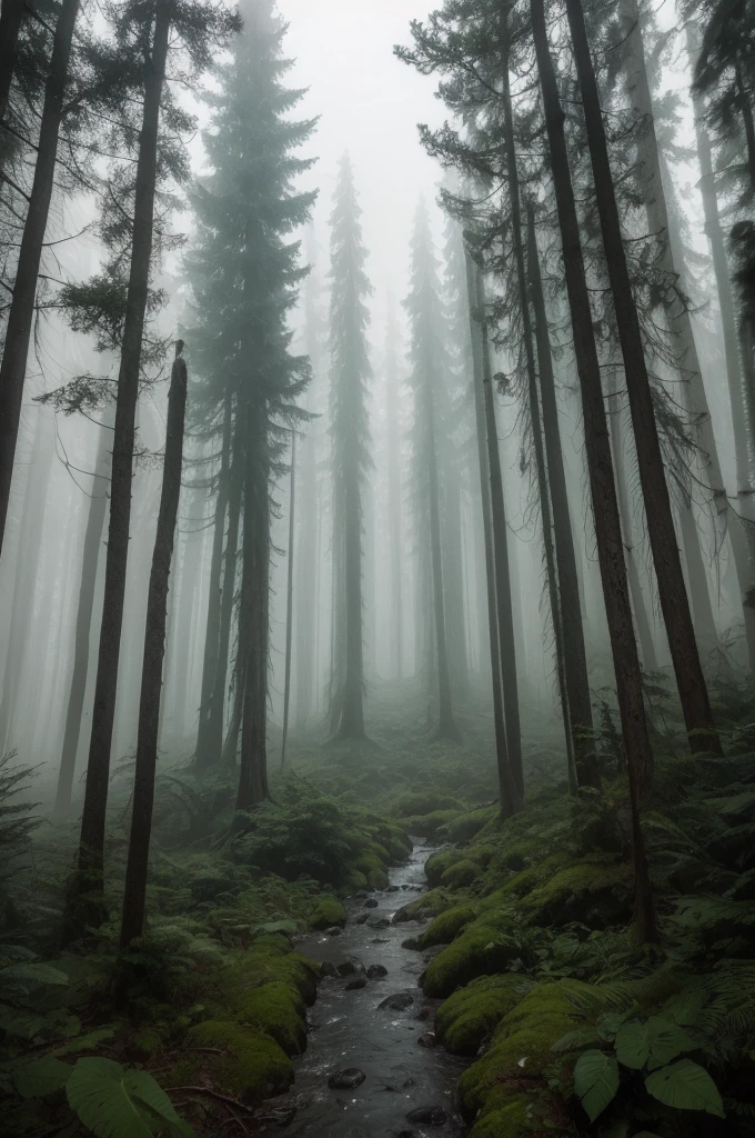 Images of a dense and gloomy forest