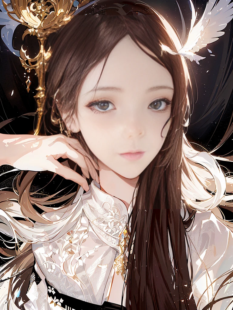 A beautiful young woman,Flowing long hair Flowing white hair,Delicate facial features,Elegant posture,wearing a flowing white dress,In a surreal,Dreamlike scene,4K,Ultra Detail,Reality,light,Intricate background,Fantasy art style,Vibrant colors,Ethereal,Floating hair,masterpiece