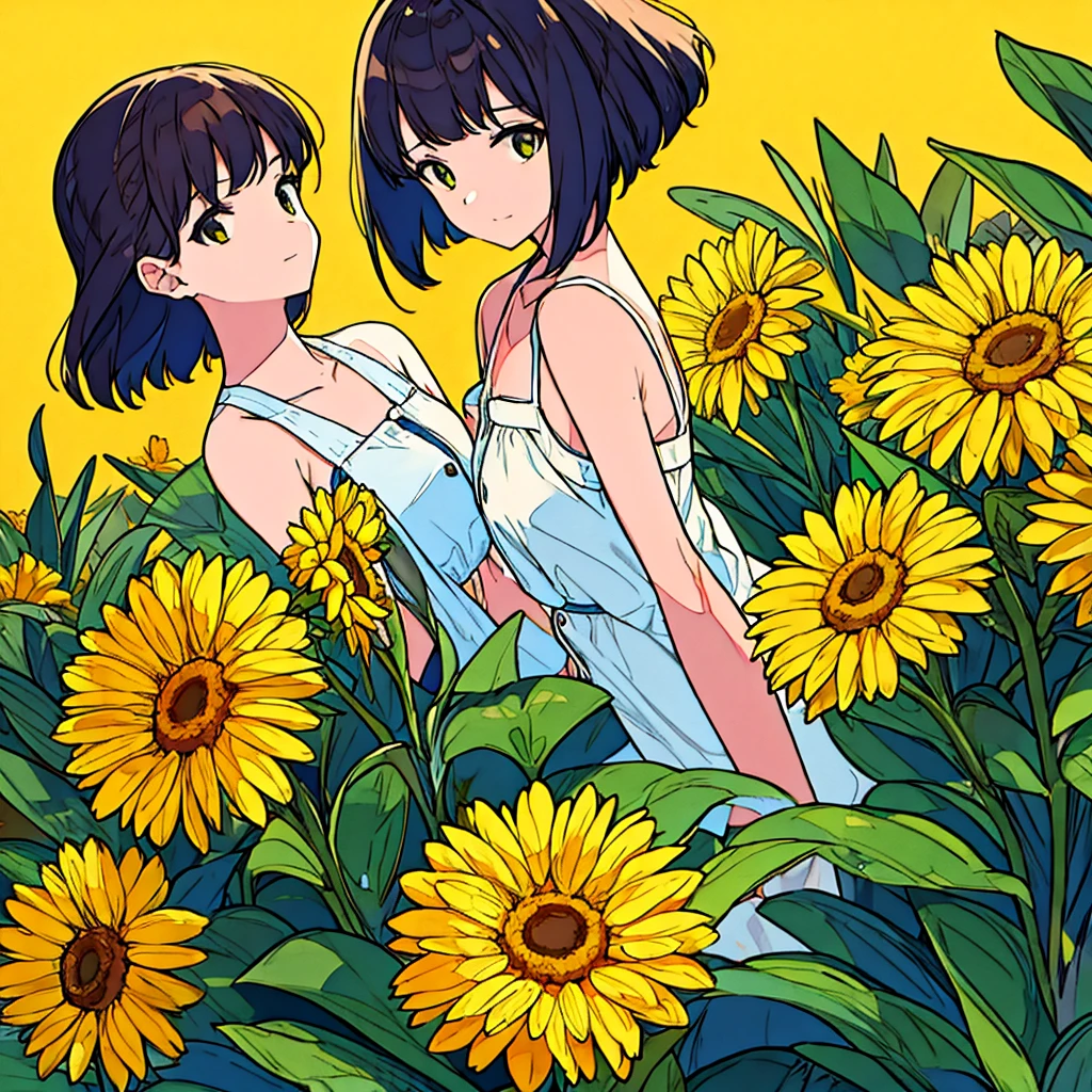 Yellow plain background Flowers Summer Women