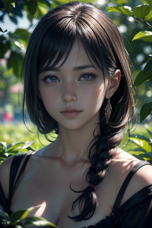 a beautiful woman in a vibrant garden, elegant long dress, flowing hair, gentle smile, serene expression, sunlight filtering through the leaves, colorful flowers blooming all around, lush greenery, photorealistic, cinematic lighting, intricate details, masterpiece, (best quality,4K,8k,highres,masterpiece:1.2),ultra-detailed,(realistic,photorealistic,photo-realistic:1.37),HDR,uhd,studio lighting,ultra-fine painting,sharp focus,physically-based rendering,extreme detail description,professional,vivid colors,bokeh,portrait,Shyness,freckles,Mole under the left eye,