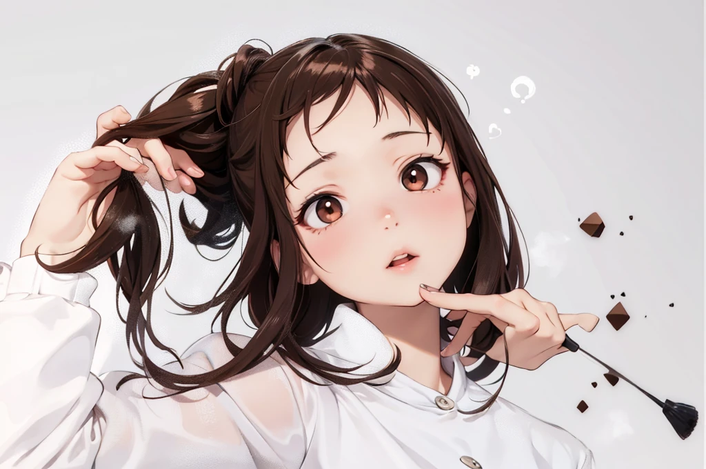 beautiful girl,Bossy,Brush your hair up,Brown Hair,An illustration,anime,4K,8k,Highest quality