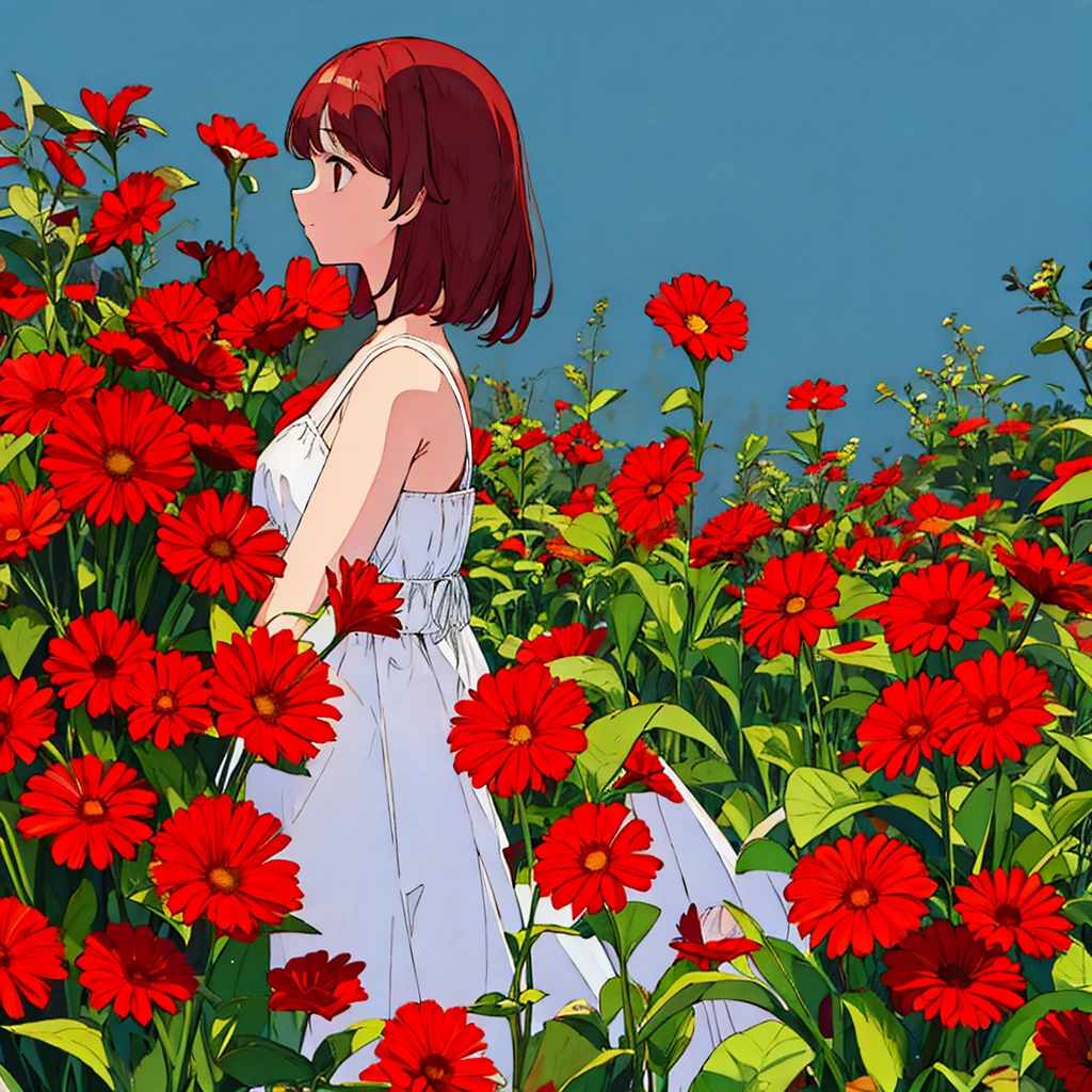 Red plain background Flowers Summer Women