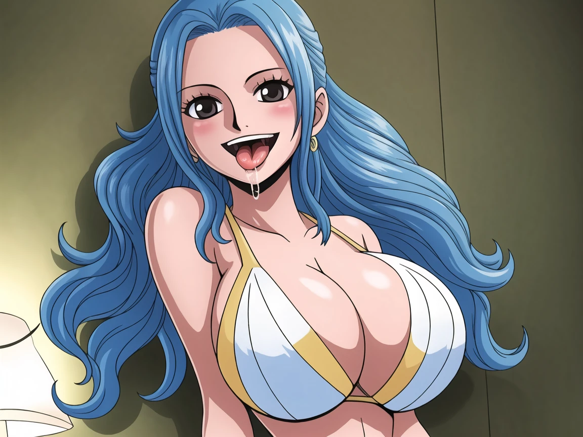 blush, tongue, tongue out, close up, saliva, uvula, uvula, room, mouth focus, excessive saliva, giantess, 1girl, smile, close up, castel, blue hair,happy, room, big breasts, grey eyes, cleavage,l, blush, shy,, full face blush,Best quality, masterpiece, ultra high res, (photorealistic:1.4), raw photo, 1girl yawning sleep in bed, dramatic lighting, full body, bitch, micro bikini, huge breasts, in bad