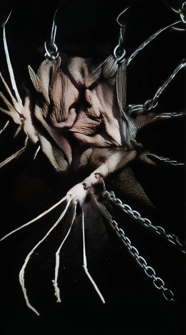 The Rake, a dæmon with gnarled metal limbs and a rusted metal spine, stands shackled to a weathered stone wall, its chains a constant reminder of the need to restrain its power. Its eyes, like polished stones, hold the secrets of seasons past. When the moon waxes, it awakens, tending to memories buried deep in the soil. It whispers to the roots, urging them to reach for the sky, even as its own chains weigh it down, a poignant symbol of the struggle between freedom and protection.