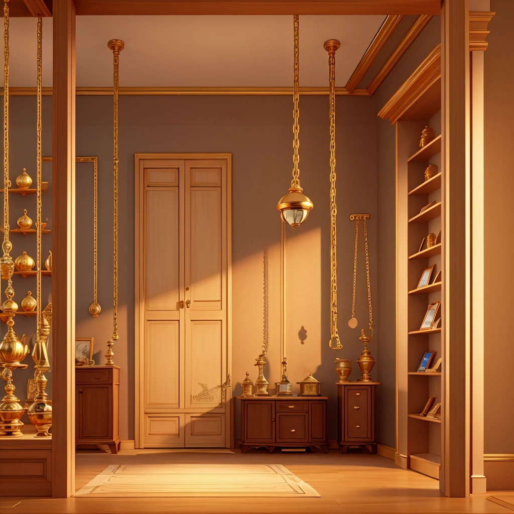 Drawing of inside a jewelry store with some gold chain