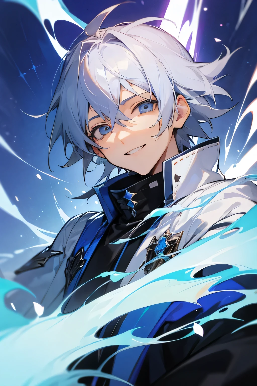 men,cleric,silver hair,pastor,portrait,nobura style,smile,24 age,tetsuya nomura style,holye