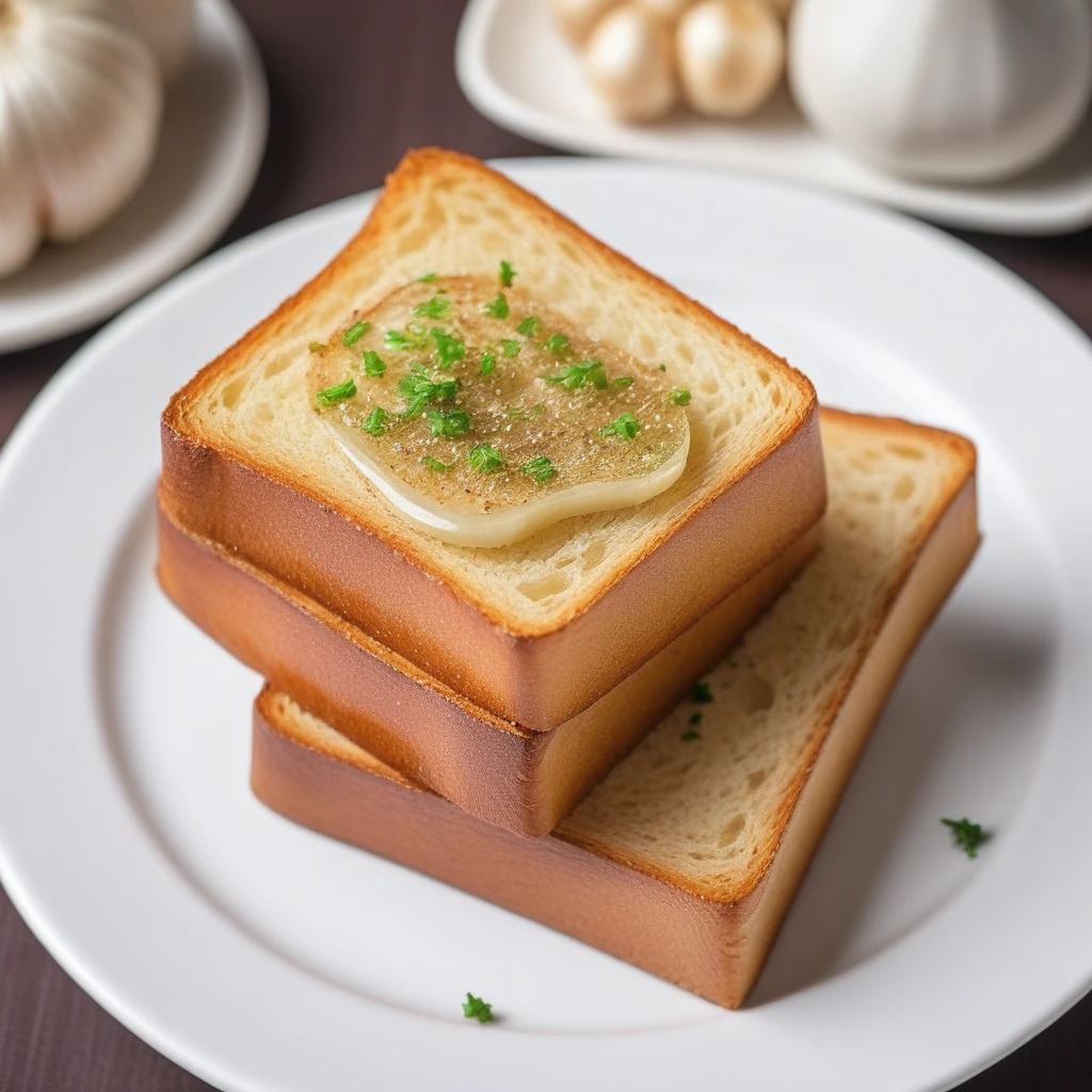 A thick slice of garlic flavored toast，focus，masterpiece, high quality, best quality, food