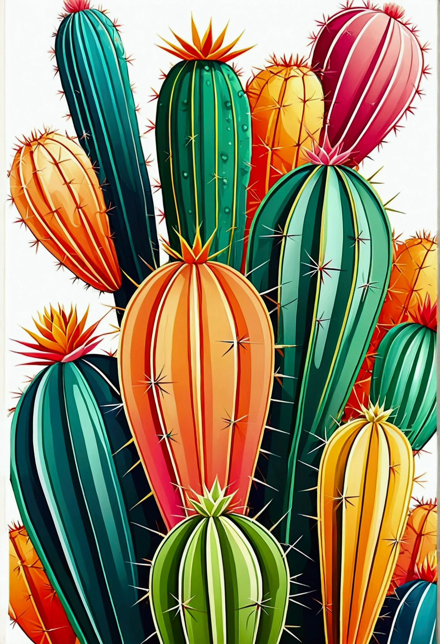 abstract multicolor pointed cactus for logo