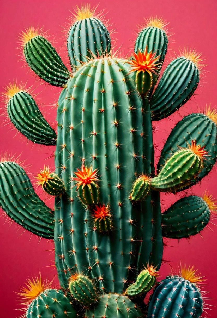 abstract multicolor pointed cactus for logo