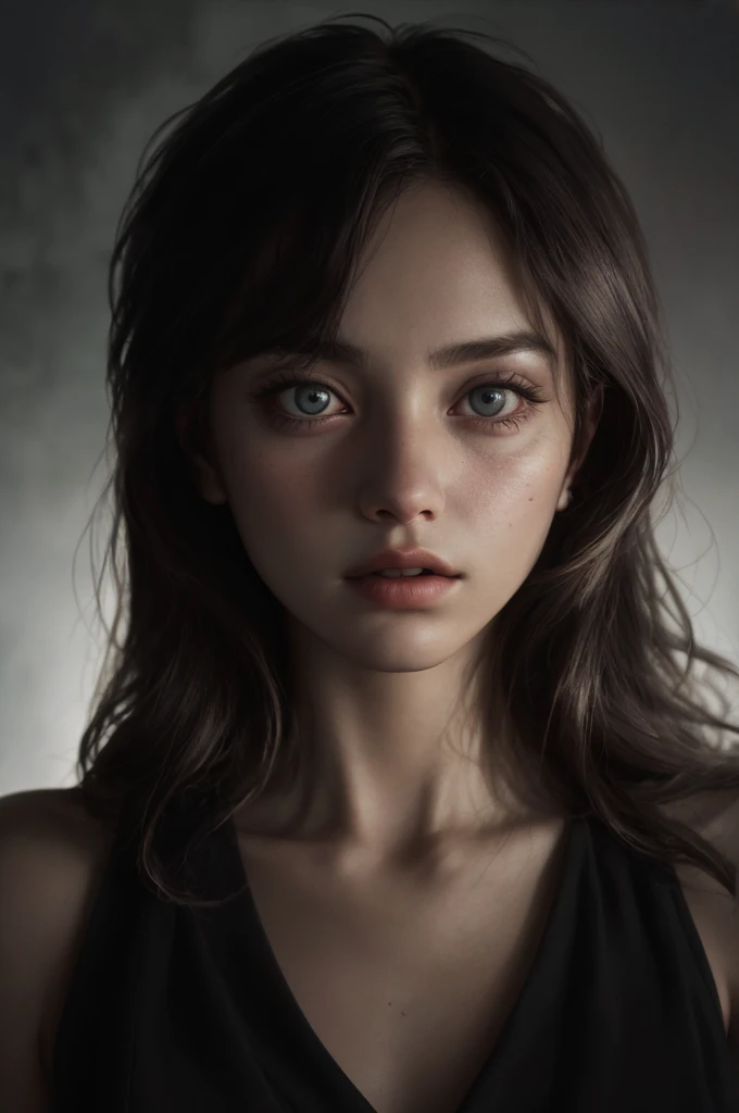 (close-up, editorial photograph of a 21 year old woman), (highly detailed face:1.4) (background inside dark, moody, private study:1.3) POV, by lee jeffries, nikon d850, film stock photograph ,4 kodak portra 400 ,camera f1.6 lens ,rich colors ,hyper realistic ,lifelike texture, dramatic lighting, strong contrast, cinestill 800, tout le corps nue, nue