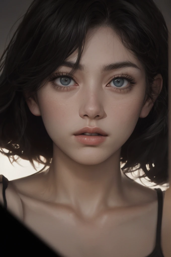 (close-up, editorial photograph of a 21 year old woman), (highly detailed face:1.4) (background inside dark, moody, private study:1.3) POV, by lee jeffries, nikon d850, film stock photograph ,4 kodak portra 400 ,camera f1.6 lens ,rich colors ,hyper realistic ,lifelike texture, dramatic lighting, strong contrast, cinestill 800, tout le corps nue, nue