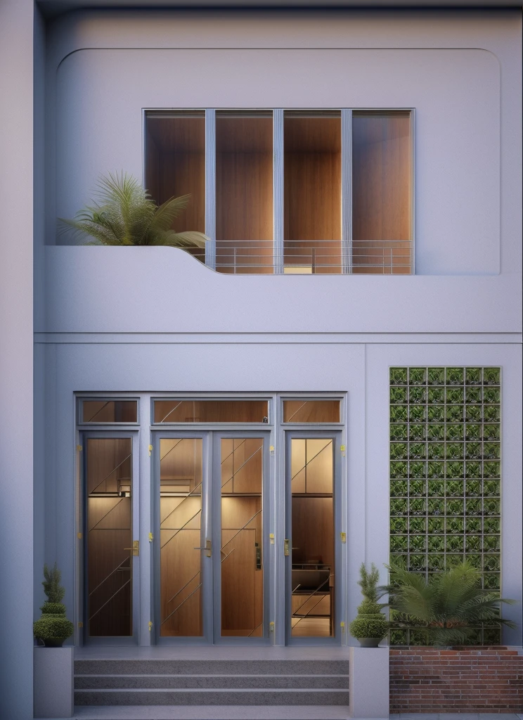 rendering of a modem residential townhouse, prrofessional render, wide anglee exterior 2023, highly detailed render, high quality rendering, realistic render, architectural render, high-quality render, detailed rendering, hyper-realistic render, hyper - realistic render, very rrealistic 3 d render, high render, rrealistic rendering, very realistic render