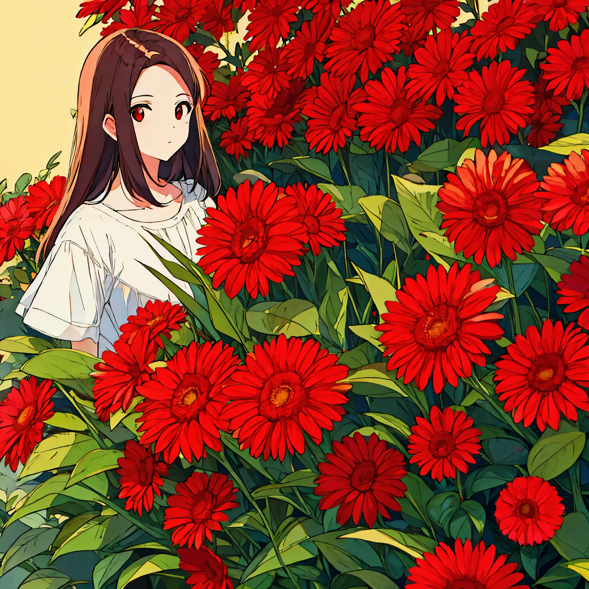 Red plain background Flowers Summer Women