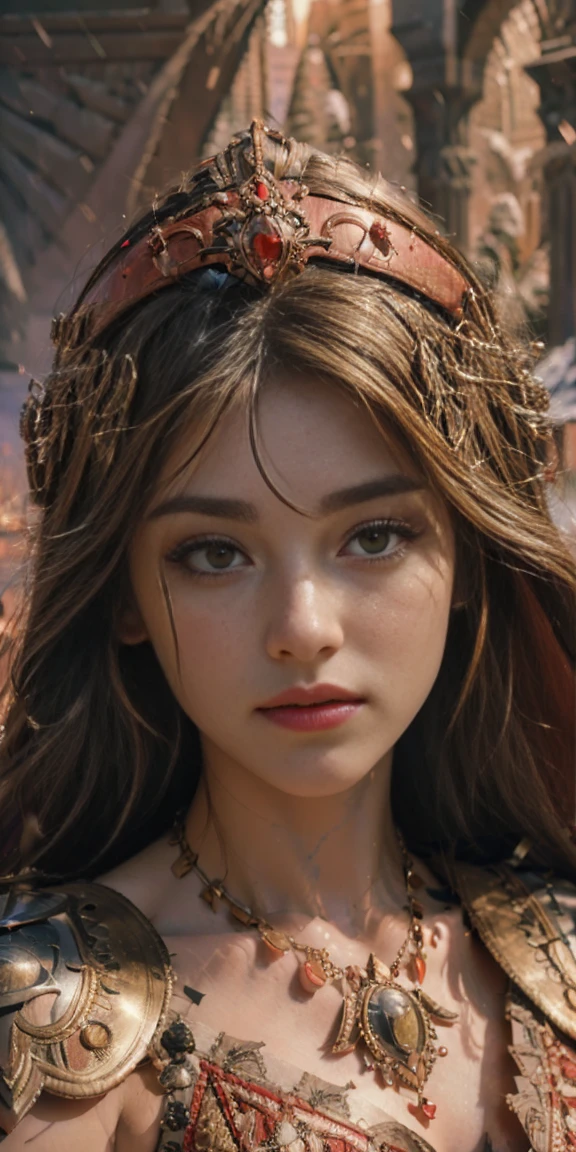 a beautiful woman as spartan warrior, red cape, roman empire helmet, elegant, 1girl, detailed face, beautiful detailed eyes, beautiful detailed lips, extremely detailed face and portrait, long eyelashes, detailed clothing, detailed armor, studio lighting, cinematic lighting, dramatic lighting, intricate details, hyper detailed, high quality, 8k, realistic, photo-realistic, masterpiece, concept art, digital painting