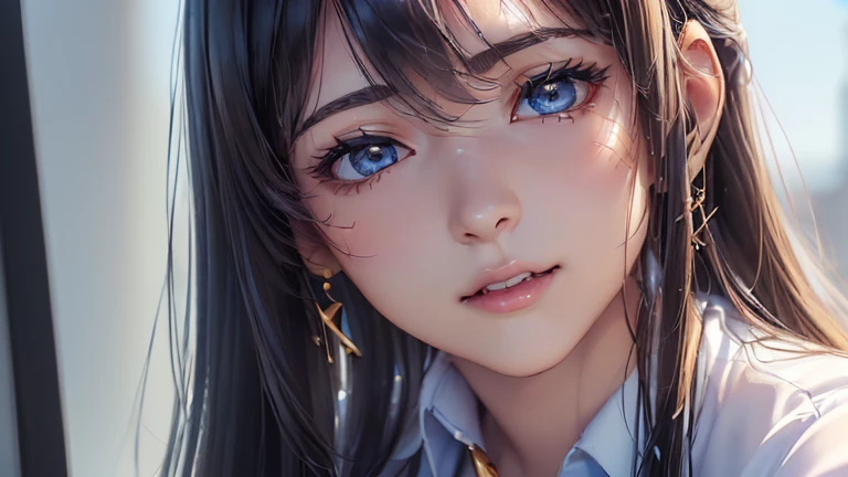 #Basics A girl is posing for a photo, animeのかわいい女の子, (((One Girl)), ((Baby Face)), ((Young girl)), ((16 years old))),
#Clothing Accessories
((Sky blue business suit : White dress shirt + Red tie + Sky blue suit vest + Sky Blue Suit Jacket + Gold frame + Sky blue suit slacks), Black high heels), Gold Hoop Earrings, Silver Necklace,
#Features
((Black Hair)), (Curly Hair), (Long Hair : Long Hair + Fuller, Increased hair volume + inward curl hair + Hair blowing in the wind),
(Very thin eyebrows:0.5
(Droopy eyes, blue eyes), (Small breasts),
#background environment
(noon、(Sunny office interior, Modern Office, transaction machine)),
#Facial Expression Pose
((smile (A strong and confident pose, I'm sitting at my desk with my chest out)),
#composition
((To the camera, Angle from the front, Cowboy Shot:1.4)),
break
#Body parts elements
(Detailed Hair, Beautiful Hair, Shiny Hair),
(double eyelid, Long eyelashes),
(Expression of fine eyes, Beautiful and delicate eyes, Sparkling eyes, Eye Reflexes, Glitter Eyeliner),
(Human Ear),
(Beautiful Nose, Thin Nose),
(Glossy Lips, Beautiful Lips, Thick lips, Glossy Lips, Natural Cheeks),
(Detailed face, Symmetrical facial features),
(Detailed skin, Textured skin, Beautiful Skin, Glowing Skin),
#quality
(((最高quality)), ((masterpiece)), ((Very detailed))), ((High resolution), (16K,1080P)),
(Realistic), (Anatomically correct),
((comics, anime)), (3DCG), CG illustration,