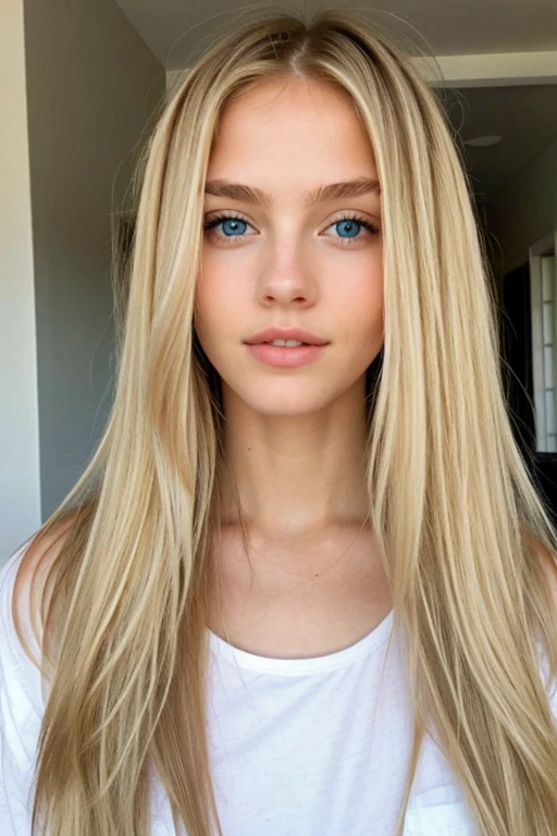blond, thin, Long hair, blue eyes, young,