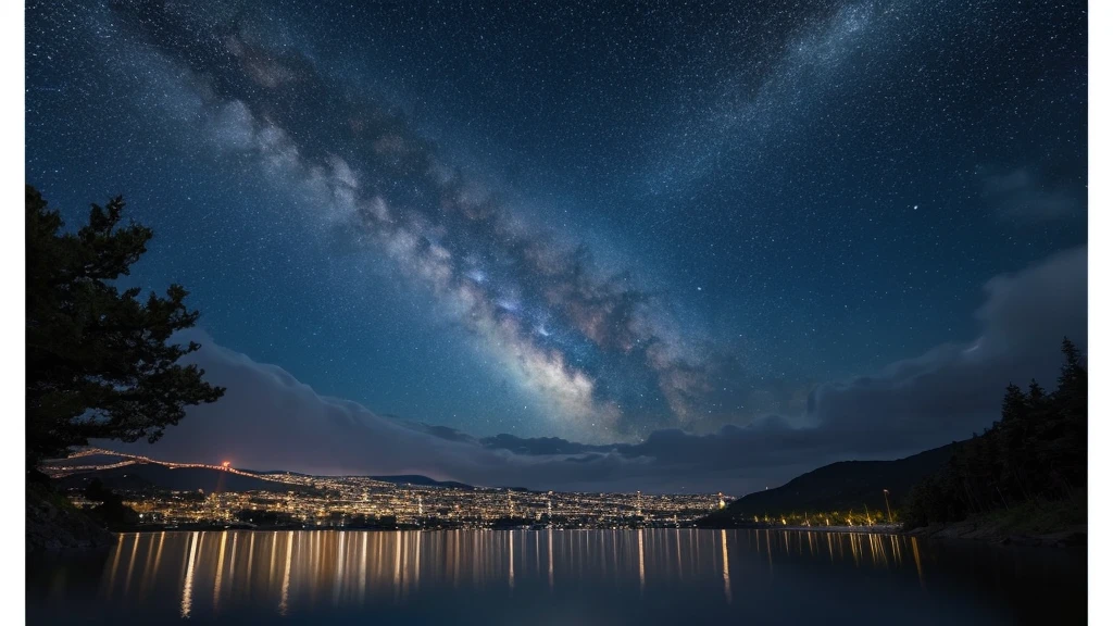 A fantastic night sky and starry sky reflected in clear eyes。The clear eyes、Please make sure only the eyes are visible。Finish it off with a landscape image