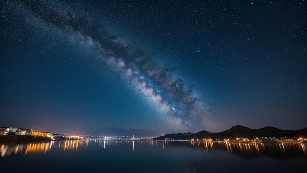 A fantastic night sky and starry sky reflected in clear eyes。The clear eyes、Please make sure only the eyes are visible。Finish it off with a landscape image