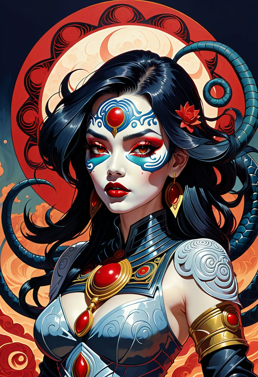 Slayer of Apep, Kiss Of Death, Elara, Legacy of the Red Sun, in the style of James Jean