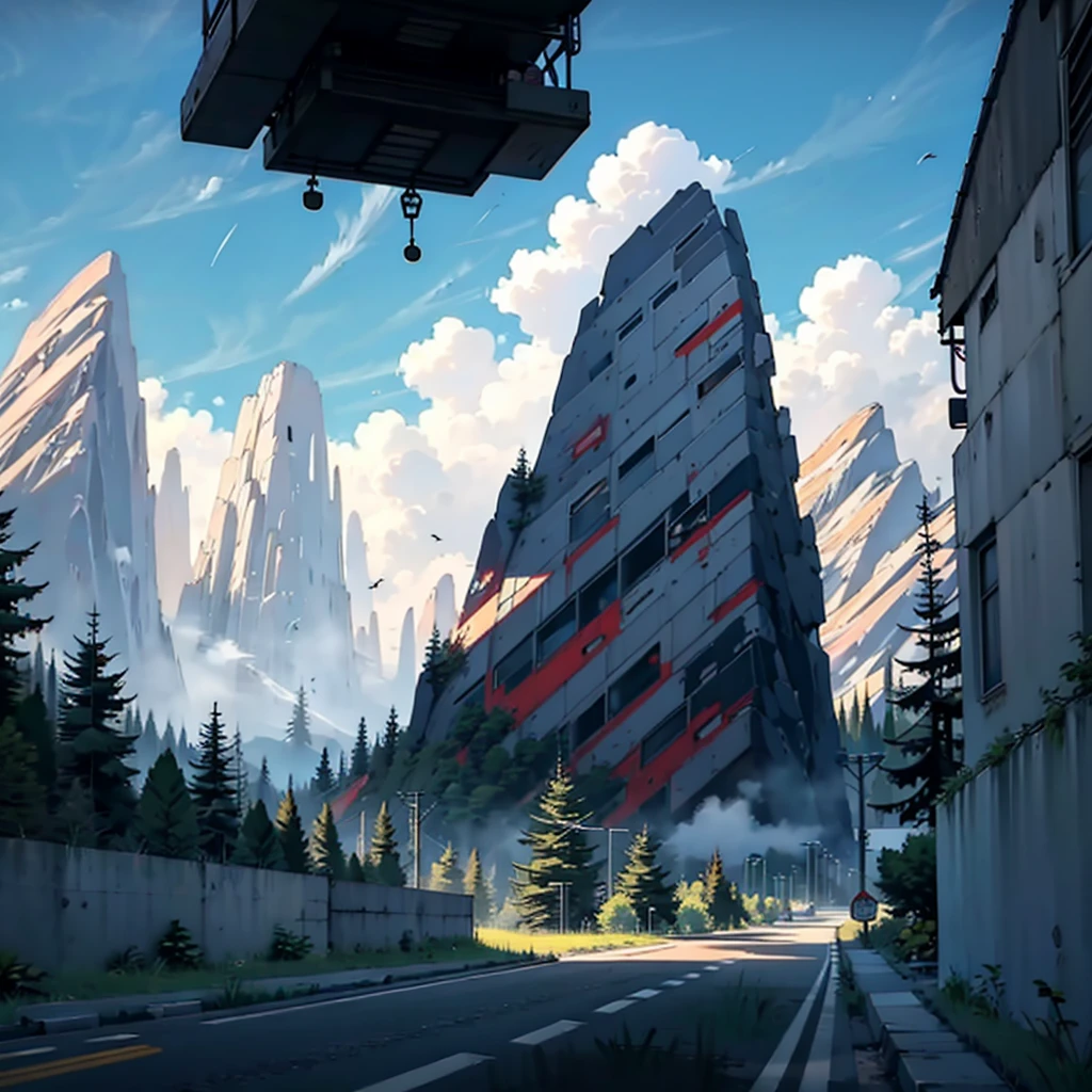 Road in the foreground and mountains in the background