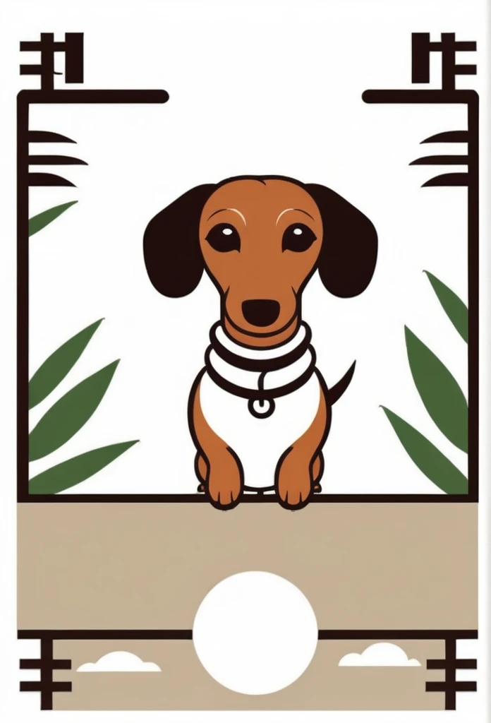 Logo Ma-kun, a stylish Japanese brand
Dachshund Logo
Not too cute, cool logo
Dachshund is sticking out his tongue and laughing
Dachshund is colored white and brown
Dachshund is jumping with his forefeet floating, his tail wagging, his tongue sticking out merrily
see someone wagging his tail
The dachshund runs through lush, traditional Japanese streets, bamboo bushes, bamboo leaves, and high-class Japanese flower fields
Pretty cool
chic and modern design
White background