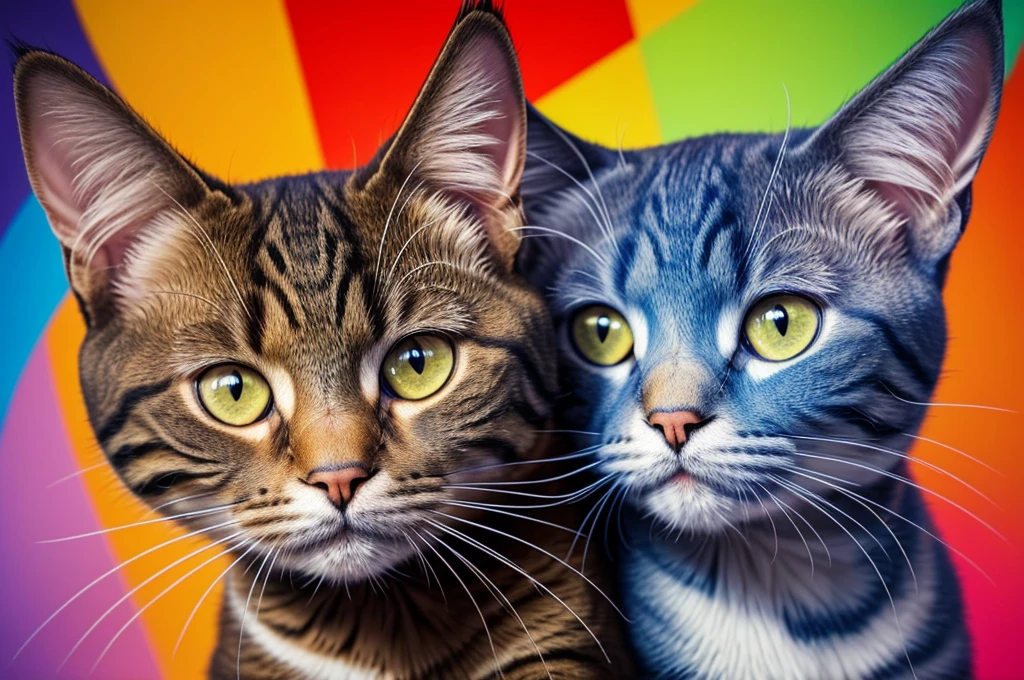painting of a Cat with a colorful face and eyes, a Digital Painting by Zahari Zograf, shutter, Furry Art, Cat. Digital Painting, Beautiful art UHD 4K, 4k Very detailed The art of math, 4k detailed The art of math, Detailed painting 4k, Digital Painting Very detailed, Very detailed 数字, The art of math. Very detailed