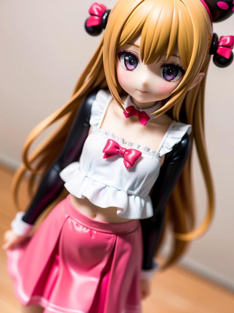 Character modeling,photorealistic,photo \(Moderate\),1 girl,stuffed toys,alone,stuffed animals,Teddy bear,long hair,skirt,shirt,brown eyes,suspender skirt,sling,bow,looking at the audience,long sleeve,black skirt,bowtie,white shirt,ribbon,hair ribbon,high-waist skirt,one side up,Smile,Keep,light brown hair,gray background,collared shirt,Keep stuffed toys,Keep your mouth shut,casual,black ribbon,Bangs,black bow,permanent,black tie,bandage,Headband,Simple background,layered skirt,blush,Moderate skirt,wind,, masterpiece,best quality,