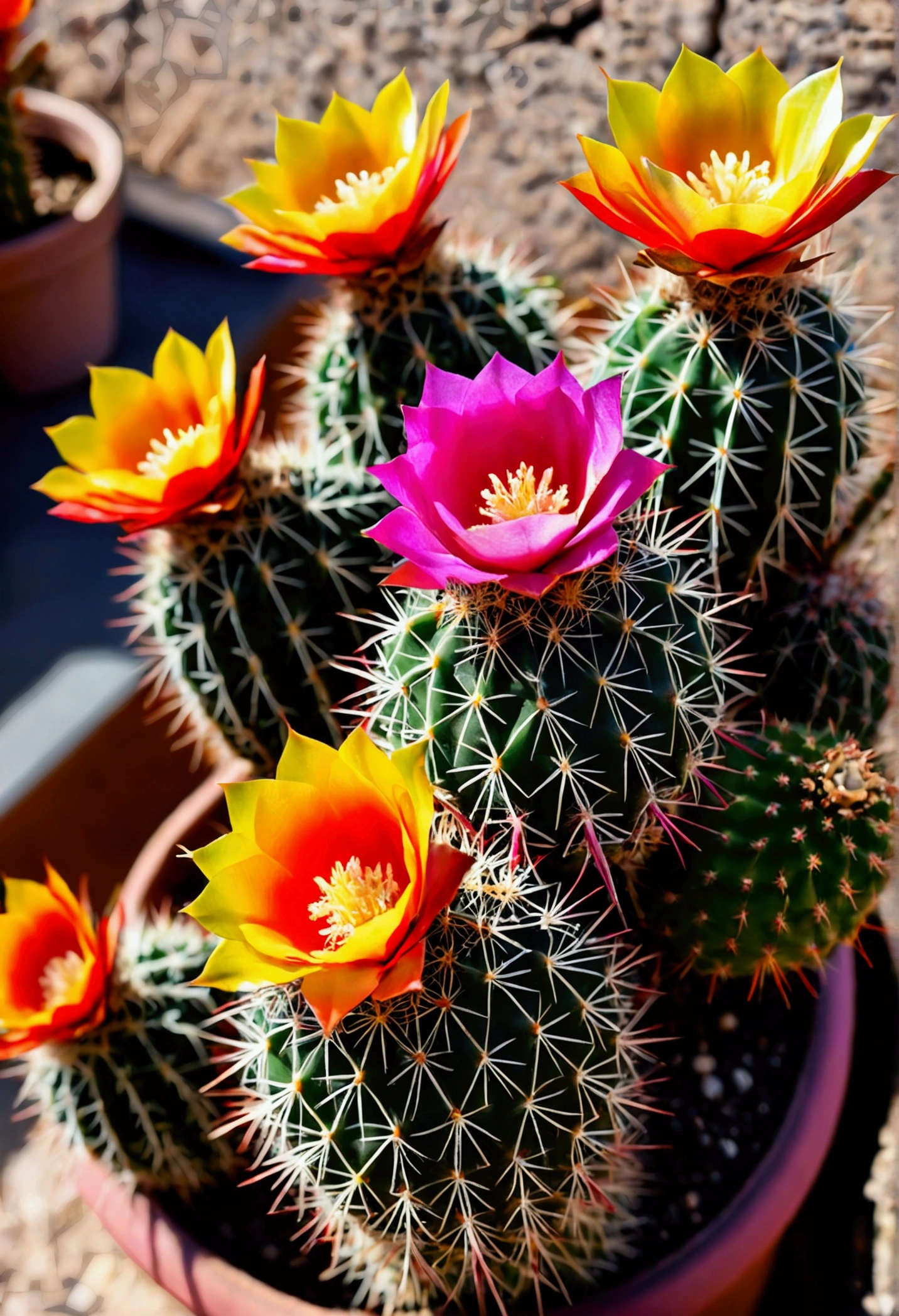 cactus brushed with bright colors