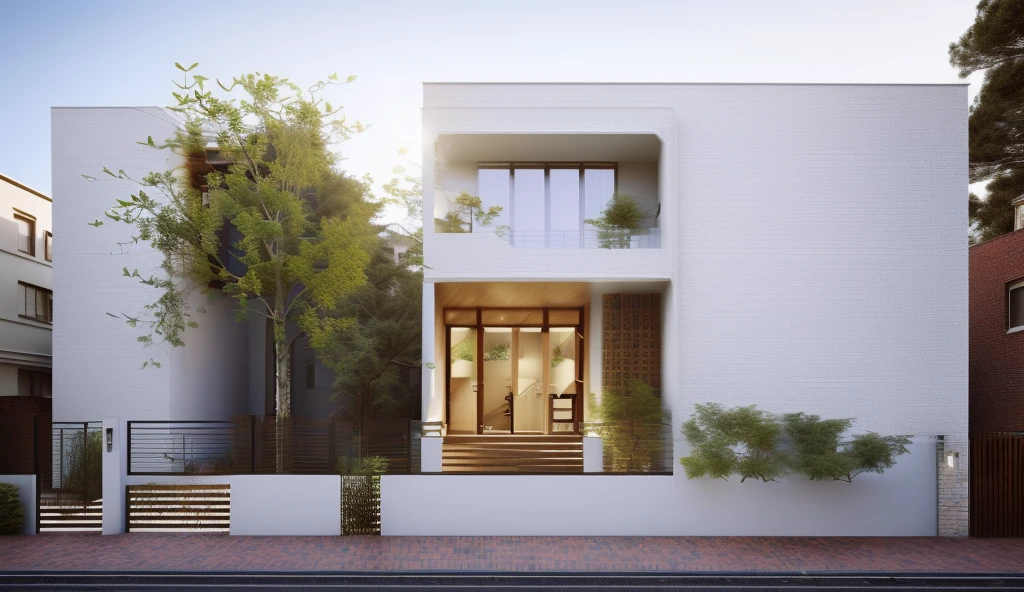 rendering of a modem residential townhouse, prrofessional render, wide anglee exterior 2023, highly detailed render, high quality rendering, realistic render, architectural render, high-quality render, detailed rendering, hyper-realistic render, hyper - realistic render, very rrealistic 3 d render, high render, rrealistic rendering, very realistic render