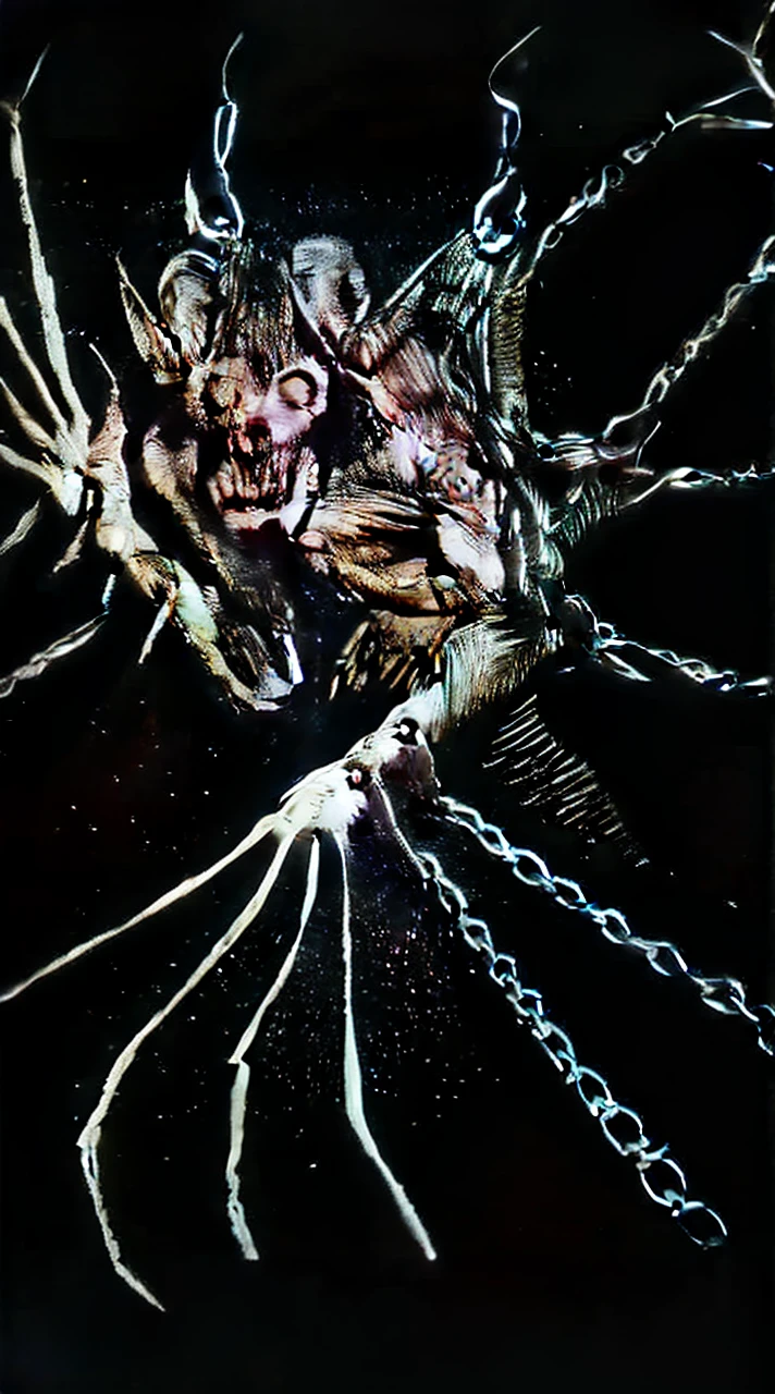 The Rake, a dæmon with gnarled metal limbs and a rusted metal spine, stands shackled to a weathered stone wall, its chains a constant reminder of the need to restrain its power. Its eyes, like polished stones, hold the secrets of seasons past. When the moon waxes, it awakens, tending to memories buried deep in the soil. It whispers to the roots, urging them to reach for the sky, even as its own chains weigh it down, a poignant symbol of the struggle between freedom and protection.