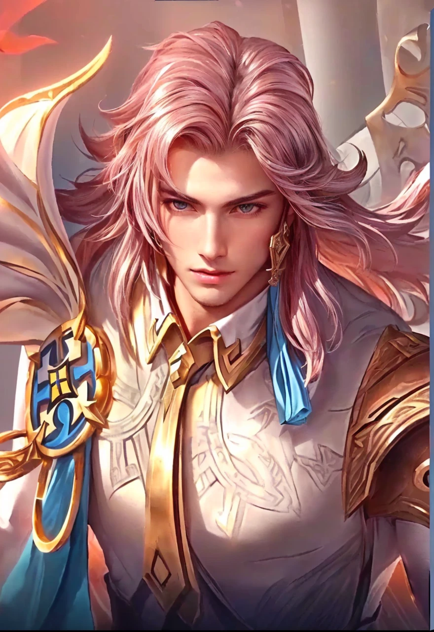 ung man, with a blue outfit, gold paladin, handsome, holy paladin, male paladin, androgynous prince, detailed face, realistic, photorealistic, photo-realistic:1.37, (best quality,4k,8k,highres,masterpiece:1.2),ultra-detailed,(realistic,photorealistic,photo-realistic:1.37),HDR,UHD,studio lighting,ultra-fine painting,sharp focus,physically-based rendering,extreme detail description,professional,vivid colors,bokeh, highly detailed,cinematic lighting,dramatic lighting