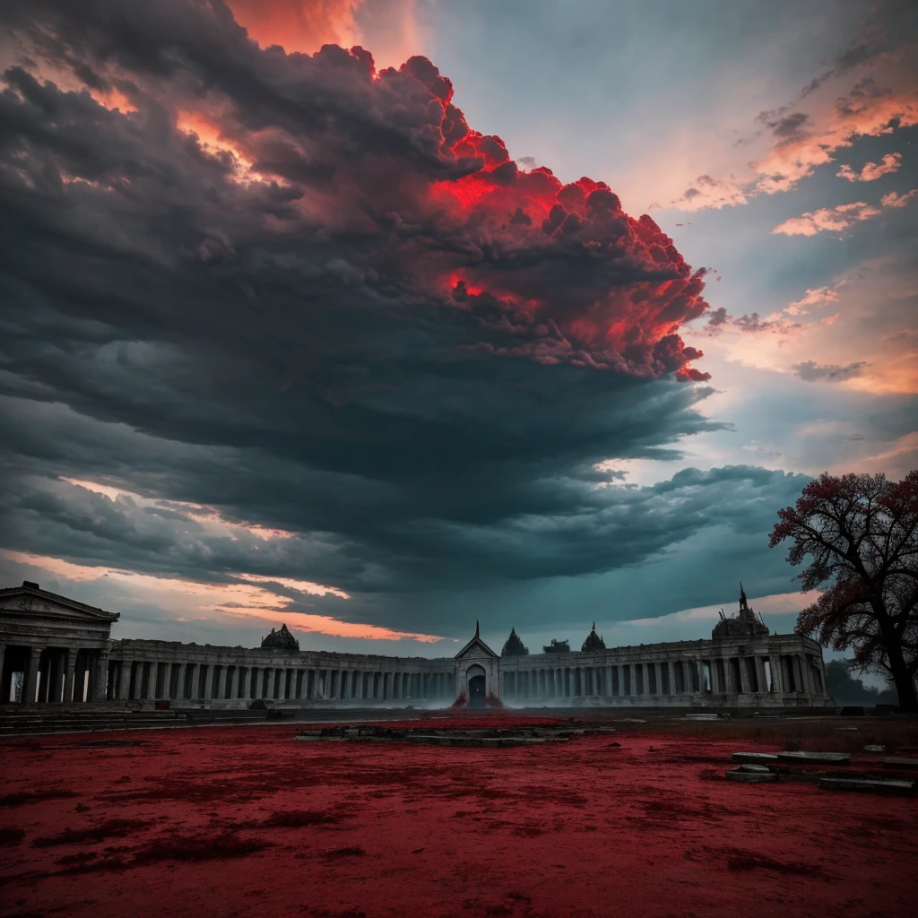 The sky is turning red
Return to power draws near
Fall into me, the sky's crimson tears
Abolish the rules made of stone
Pierced from below, souls of my treacherous past
Betrayed by many
Now ornaments dripping above
Awaiting the hour of reprisal
Your time slips away
Raining blood
From a lacerated sky
Bleeding its horror
Creating my structure
Now I shall reign in blood