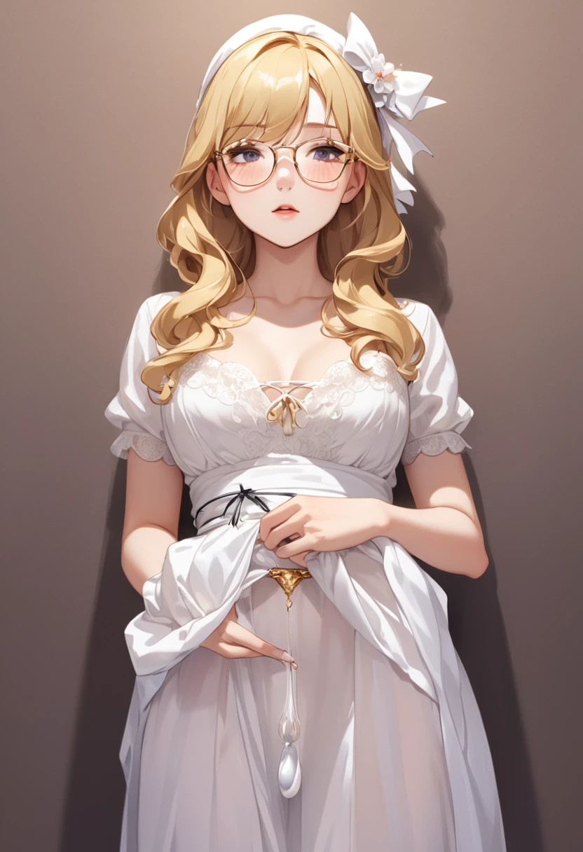 Elegant and erotic 13-year-old beautiful girl、F cup  and blonde wavy glasses maxi dresasturbation、Masturbation、Masturbation、In underwear、Unchastity、Adultery、shady、Vulgarity